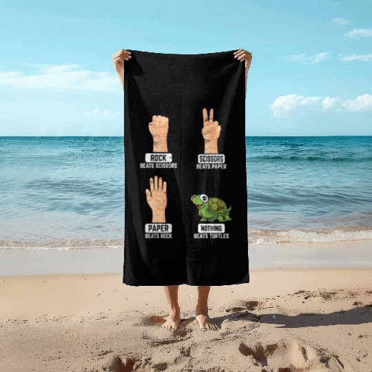 Rock Paper Scissors Nothing Beats Turtles Funny Tu Beach Towels
