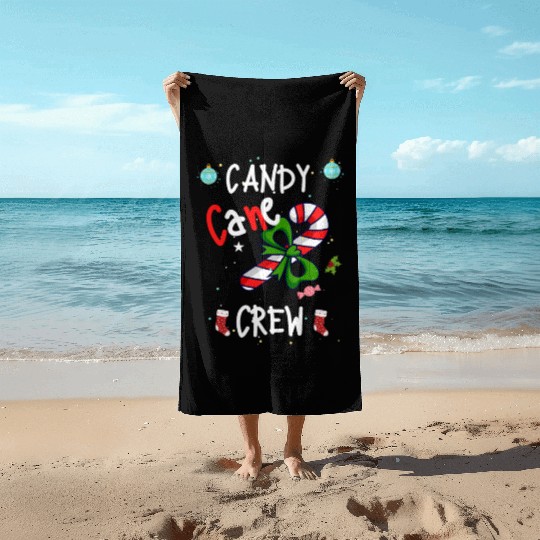 Cute Funny Candy Cane Crew Funny Christmas Candy Beach Towels