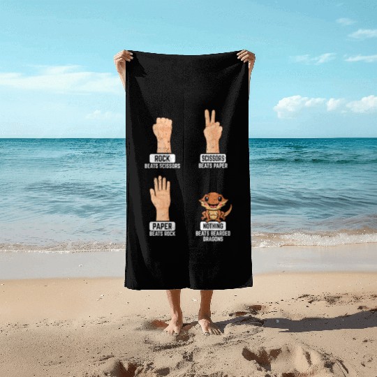 Rock Paper Scissors Nothing Beats Bearded Dragons Beach Towels