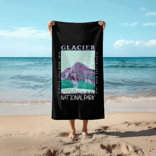 Glacier National Park Hidden Lake Distressed Beach Towels