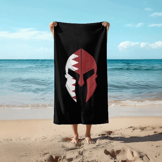 Qatar in Spartan warrior Helmet Beach Towels