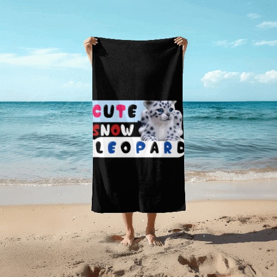 Cute Snow leopard |big cats Beach Towels