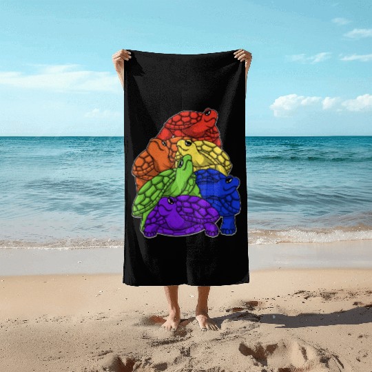 Turtle Stack LGBTQ Gay Pride Rainbow Flag LGBT Beach Towels