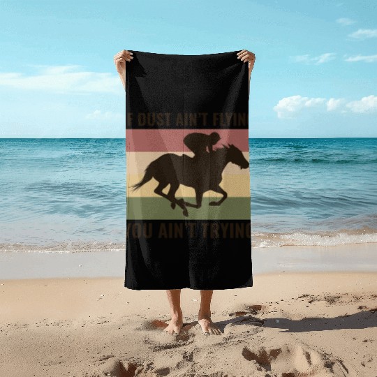 Barrel Racer Rodeo Racing Horse Riding Race Funny Beach Towels