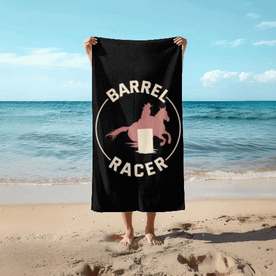 Barrel Racer Rodeo Racing Horse Riding Race Funny Beach Towels