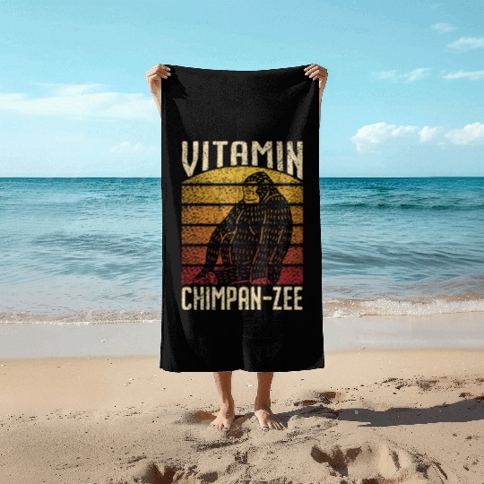 Vitamin Chimpanzee Monkey Animal Zookeeper Beach Towels