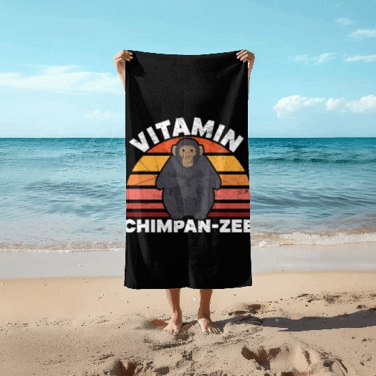 Vitamin Chimpanzee Monkey Animal Zookeeper Beach Towels