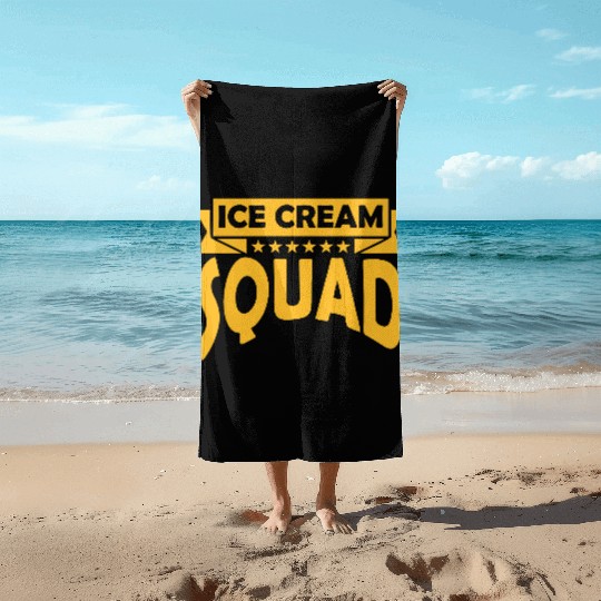 friends ice cream squad Beach Towels