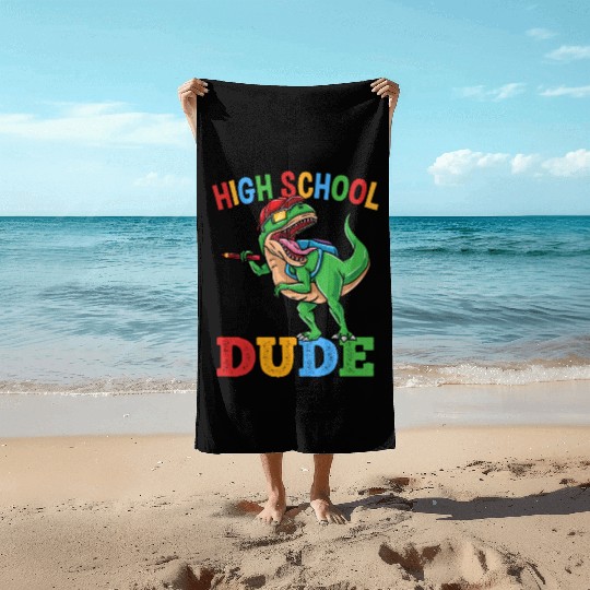 High School Dude T-Rex Dinosaur Boys Beach Towels