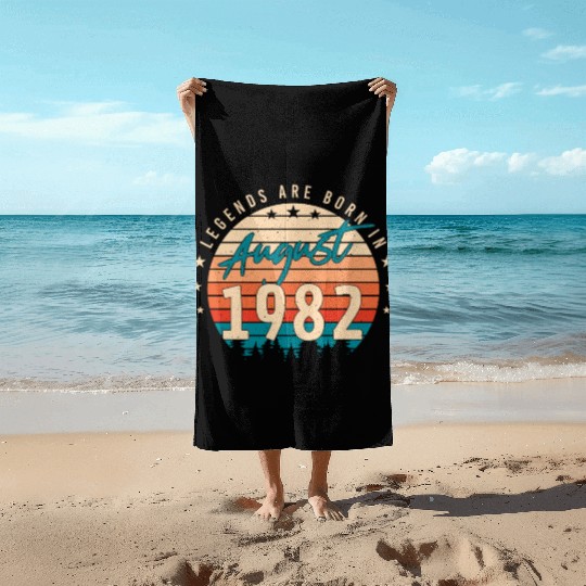 40th Birthday August 1982 Beach Towels