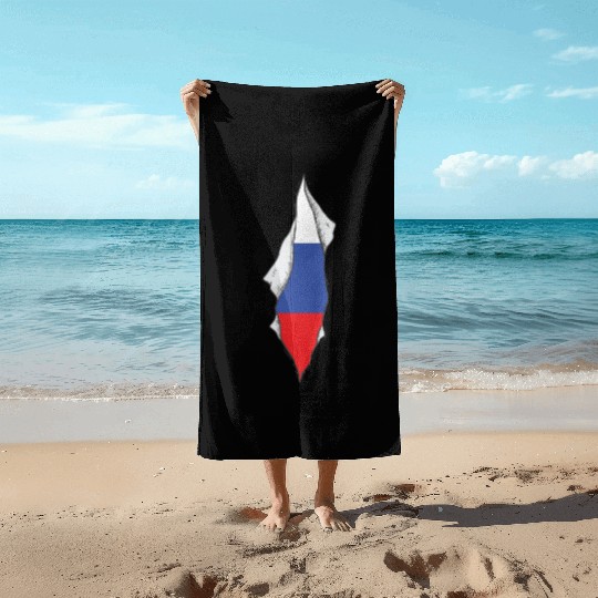 Russia flag proud Russian Beach Towels