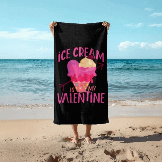 Ice Cream Valentines Day Heart Beach Towels