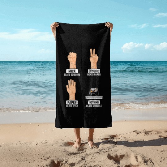 Rock Paper Scissors Nothing Beats Console PC Funny Beach Towels