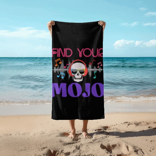 Find Your Mojo Colorful Violet Pink Retro Font Beach Towels