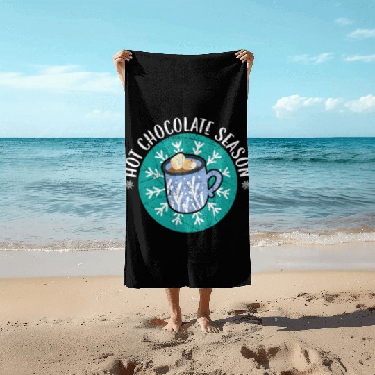 Hot Chocolate Season Snow Winter Season Drink Beach Towels