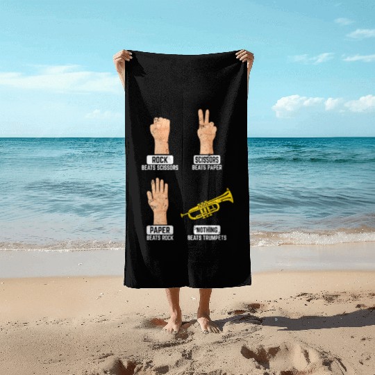 Rock Paper Scissors Nothing Beats Trumpets Trumpet Beach Towels