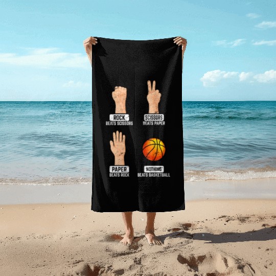 Rock Paper Scissors Nothing Beats Basketball Playe Beach Towels