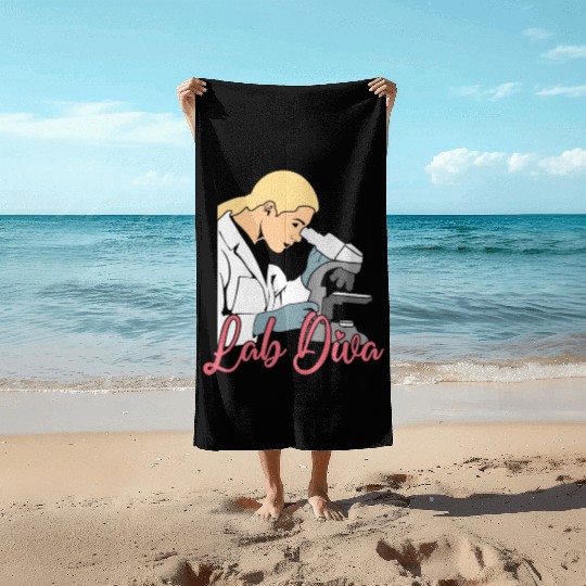 Lab Diva Chemist Laboratory Technician Science Beach Towels