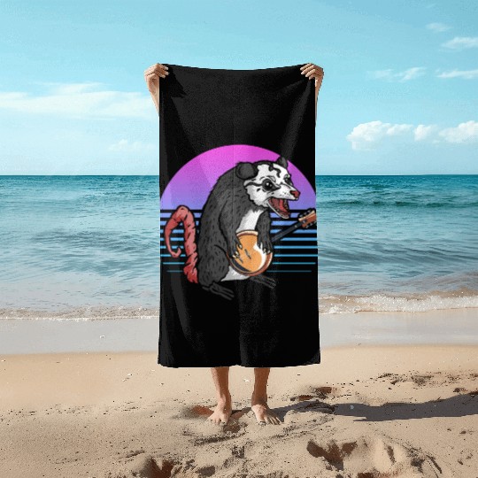 Banjo Opossum Folk Country Music Lover Beach Towels