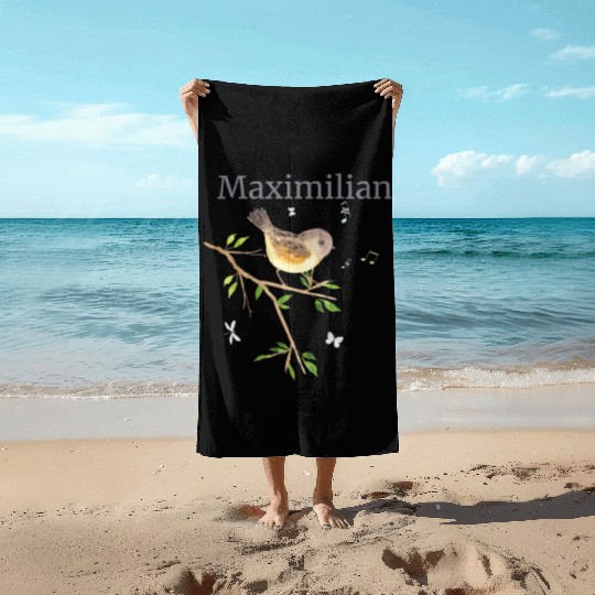 Waldier Vogel Name Maximilian Beach Towels