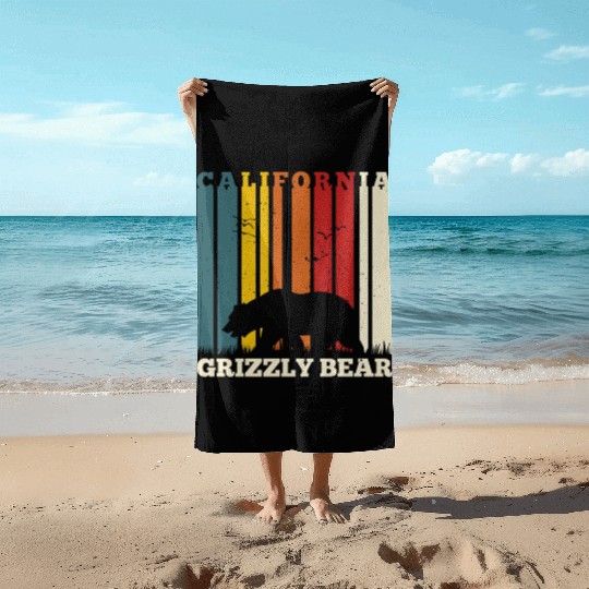 California Bear Retro Beach Towels