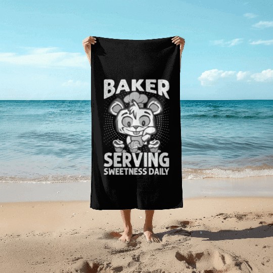 Baker Serving Sweetness Daily - Cakes - Funny - Ba Beach Towels