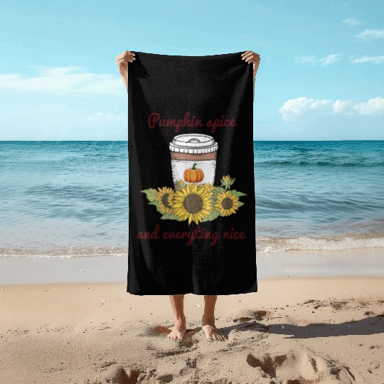 Halloween Pumpkin Spice Everything Nice Funny Beach Towels