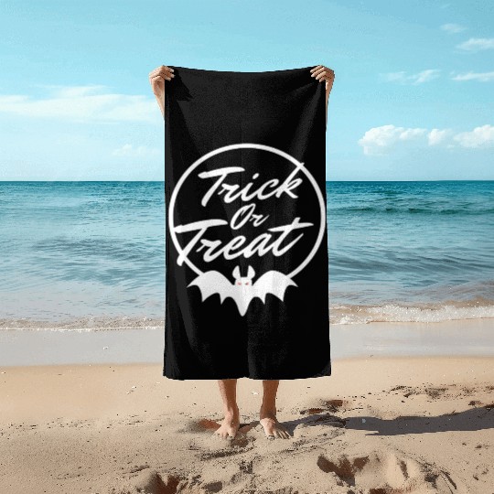 Trick Or Treat Halloween Bat Beach Towels