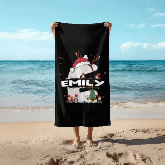 Emily Christmas - Emily Name funny Xmas Beach Towels