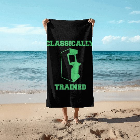 Classically Trained | Arcade player Beach Towels