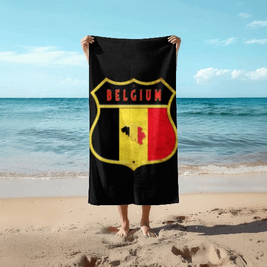 Belgium coat of arms flags design Beach Towels
