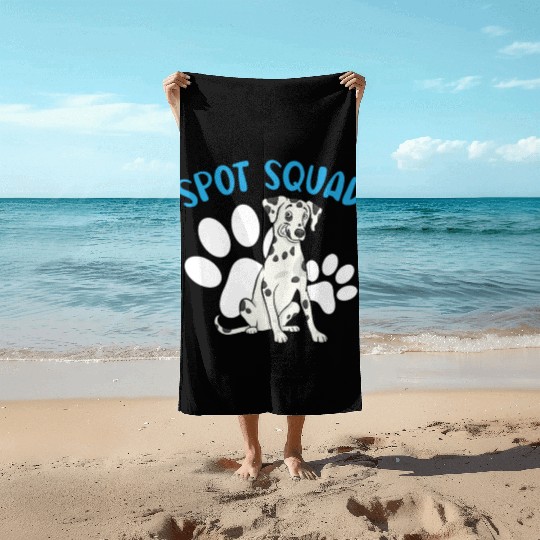 Spot Squad Paw Love Puppy Breeder Dalmatian Dog Beach Towels