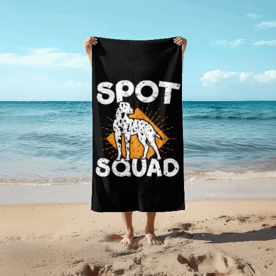 Spot Squad Paw Love Puppy Breeder Dalmatian Dog Beach Towels