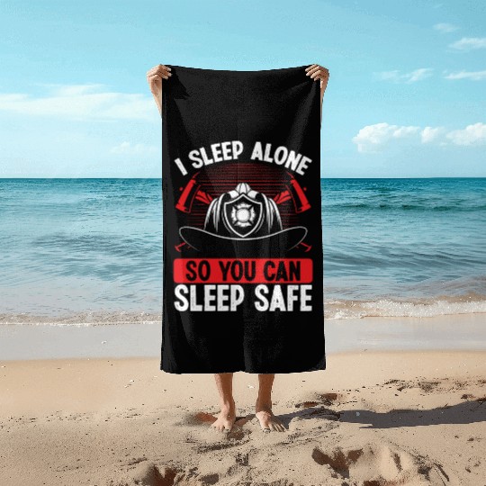 Firefighter Wife Girlfriend Night Shift Firemen Beach Towels