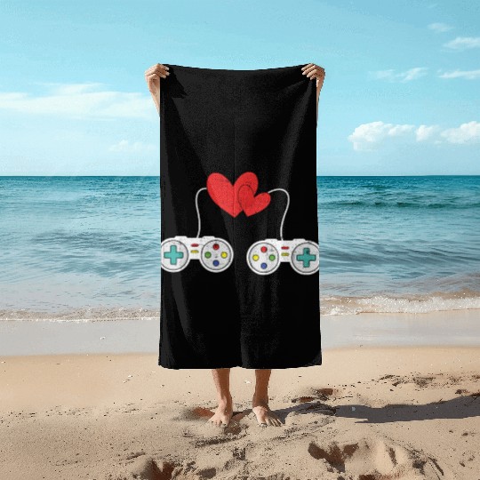 Love Controller Play Video Game Lover Gamer Gaming Beach Towels