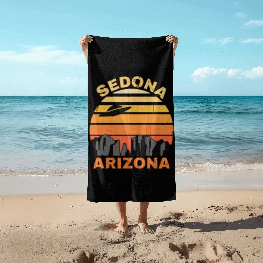 Sedona Arizonna Retro Sunset and UFO Beach Towels