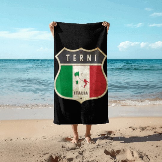 Terni Italy coat of arms flags design Beach Towels