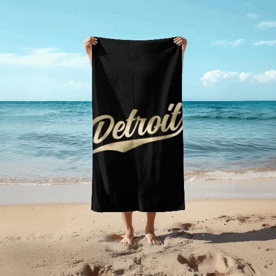 Detroit Michigan Cool Retro 1970S Vintage Beach Towels