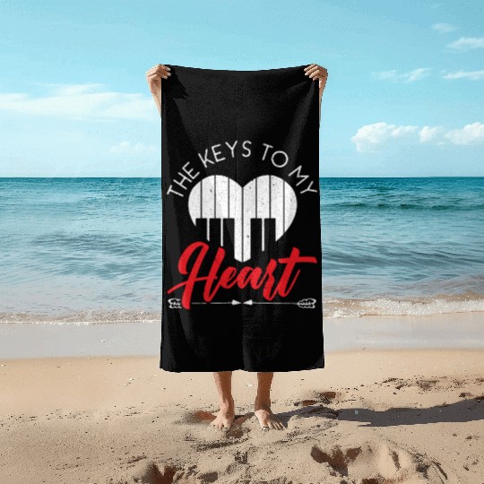 The Keys To My Heart Piano Player Musician Music Beach Towels