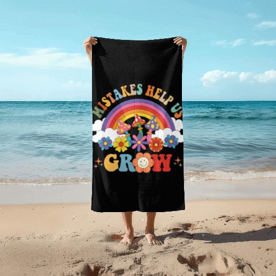 Mistakes Help Us Grow Groovy Growth Mind Rainbow Beach Towels