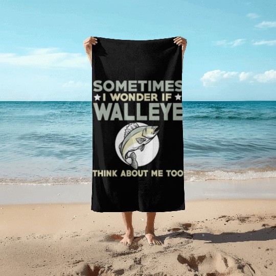 Funny Walleye Fishing Lover Beach Towels
