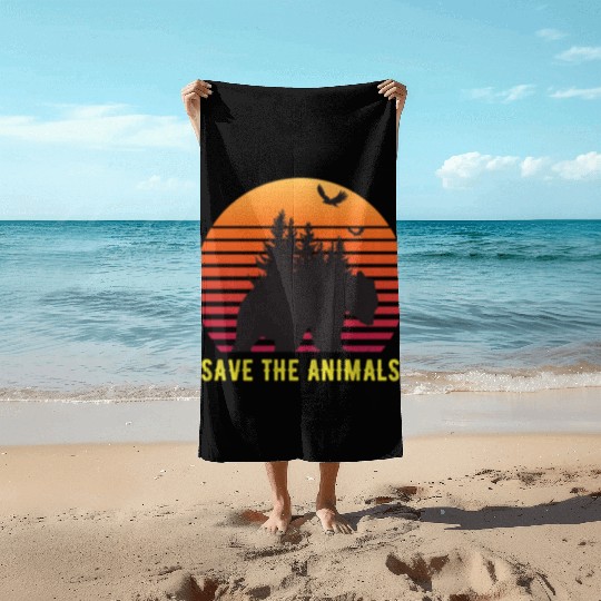 Save The Animals Earth Day Beach Towels