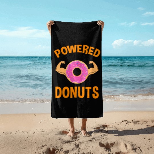 Powered by Donuts for Donut Lover Beach Towels