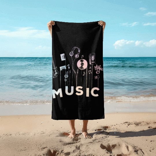 Music Balloon Guitar Cassette Vinyl Headphone Beach Towels