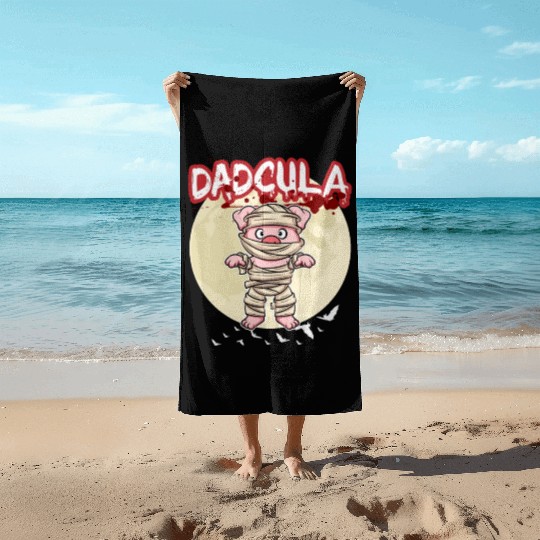 Dadcula Dracula Vampire Dad Funny Halloween Party Beach Towels