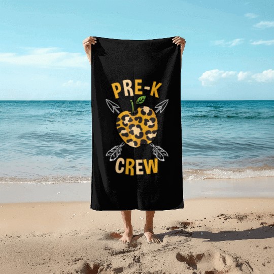 Pre-K Back To School Crew Leopard Print Beach Towels