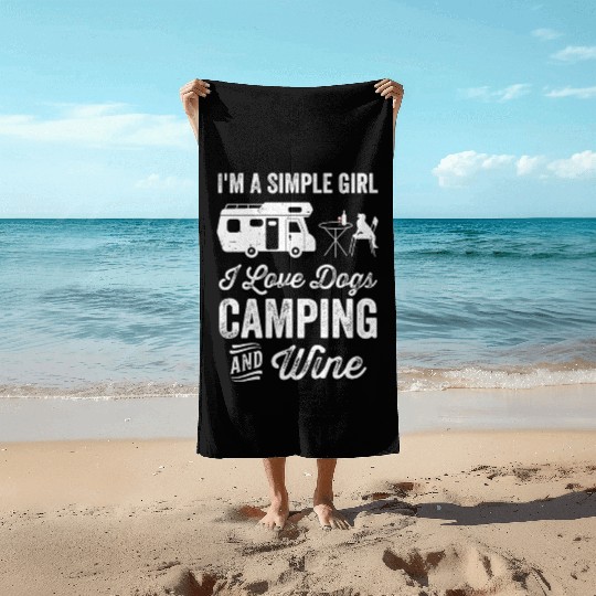 Camping Dog Lover Girl Camper Gift For Women Beach Towels