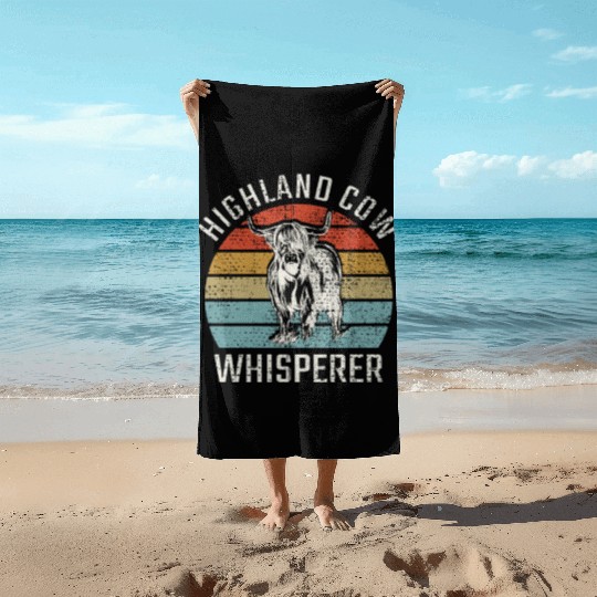 Highland Cow Whisperer Beach Towels