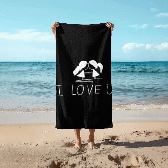 lesbian couple couple i love you Beach Towels