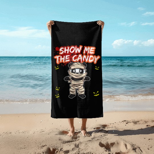 Show Me The Candy Halloween Costume Trick Or Treat Beach Towels